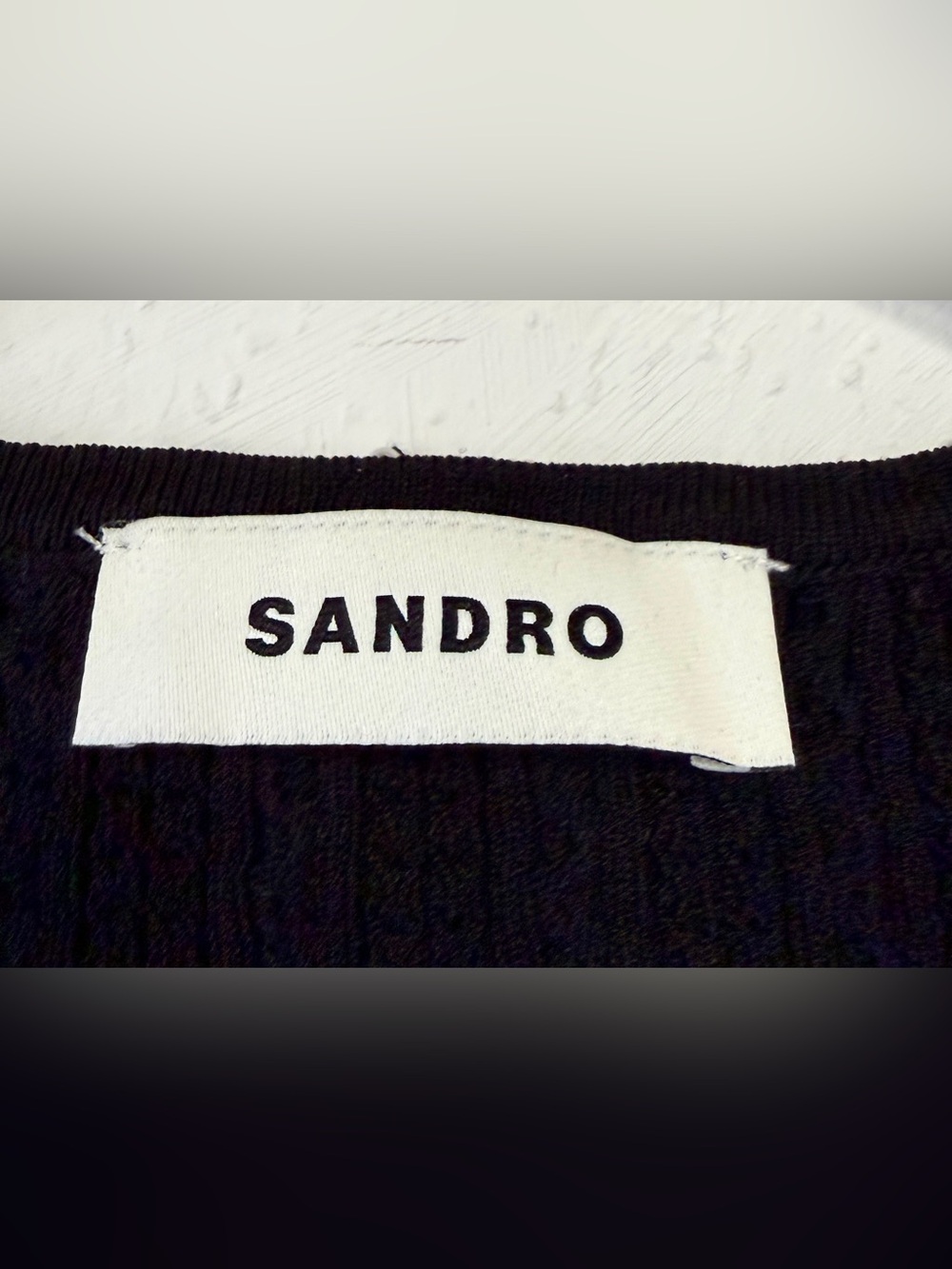 Sandro Black Pearl Embellished Cropped Knit Cardigan Size 0 - Picture 5 of 6